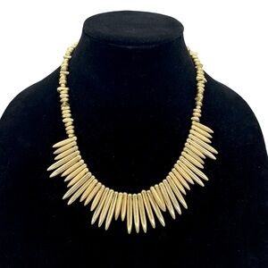 Vintage Gold Tone Metal Spike Necklace Tribal Statement Mad Max Bib Collar